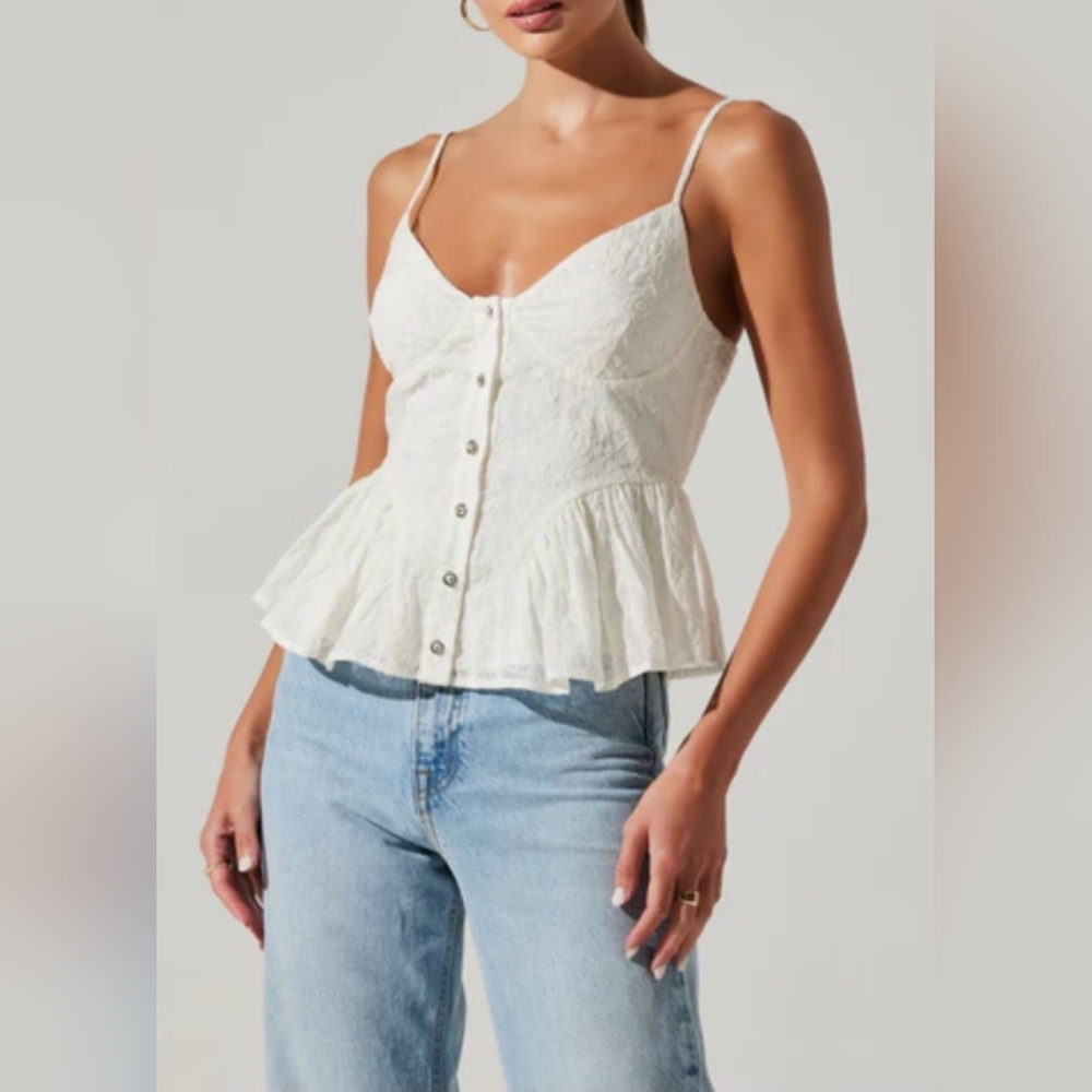 All in Favor Cream Floral Embroidered Blouse - Picture 1 of 9